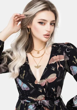 Nightmoth Mini Wrap Dress