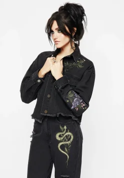 Nirah Embroidered Crop Denim Jacket