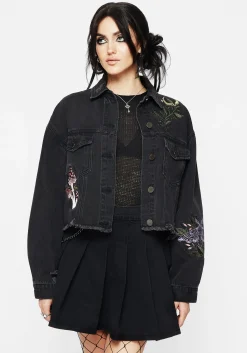 Nirah Embroidered Crop Denim Jacket