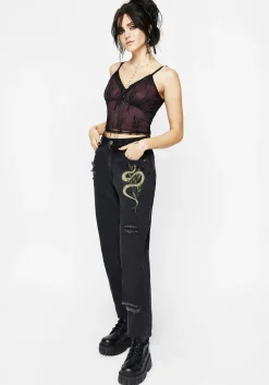 Nirah Embroidered Distressed Mom Jeans