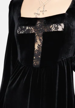 Obelus Lace Velour Mini Dress