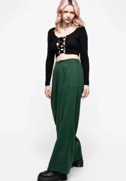 Oberon Green Wide Leg Linen Blend Trousers