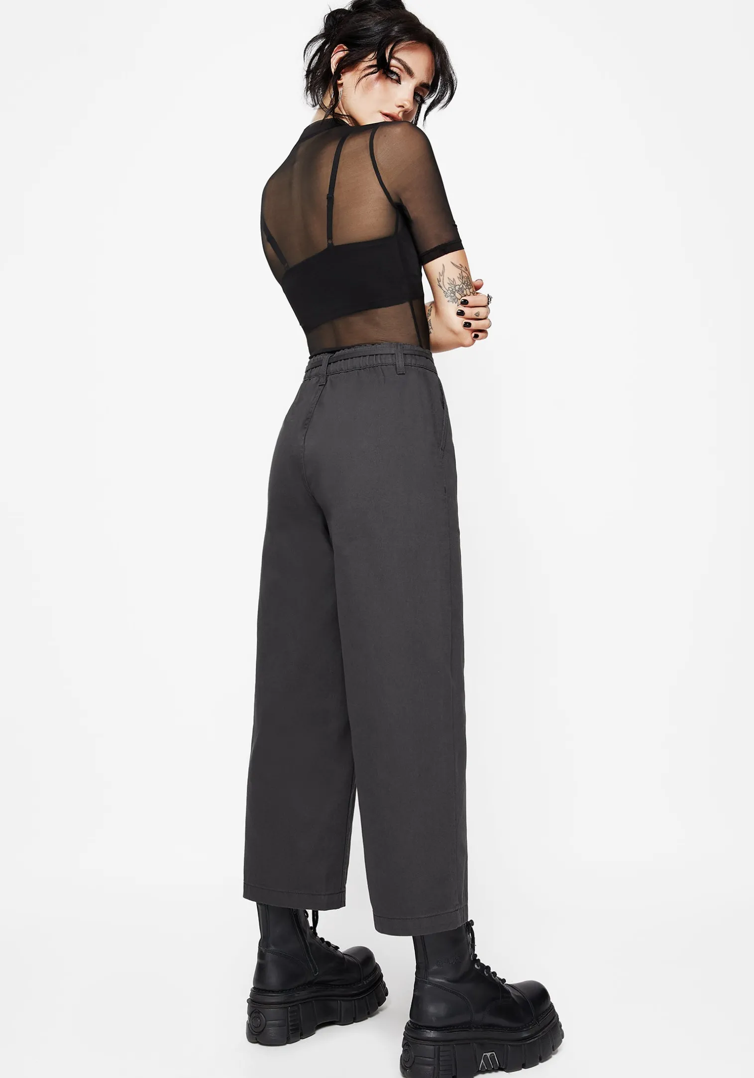 Octavia Tie Waist Snake Trim Wide Leg Trouser