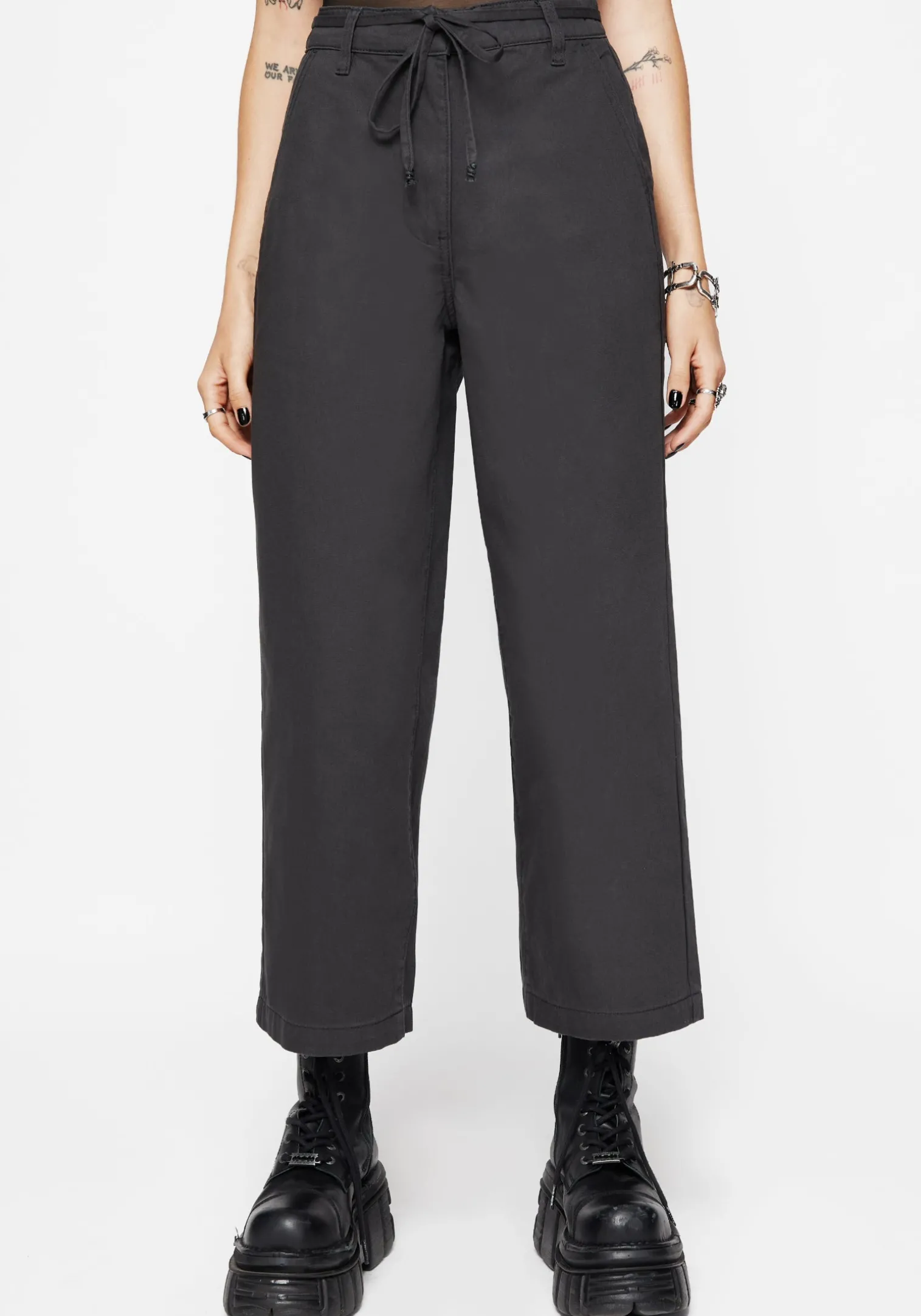 Octavia Tie Waist Snake Trim Wide Leg Trouser