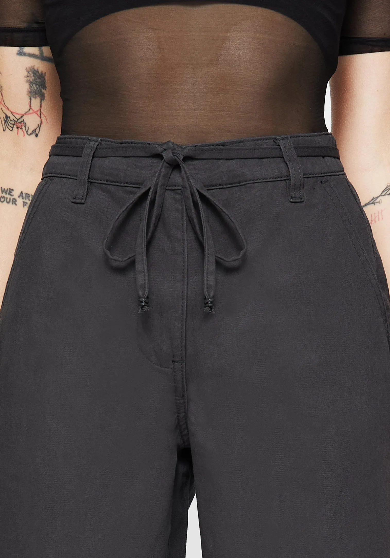 Octavia Tie Waist Snake Trim Wide Leg Trouser