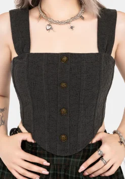 Ombra Button Front Sleeveless Corset Top