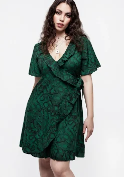 Ophidia Snake Print Ruffle Mini Dress - Green