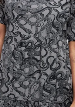 Ophidia Snakes Print Mini Smock Dress - Grey