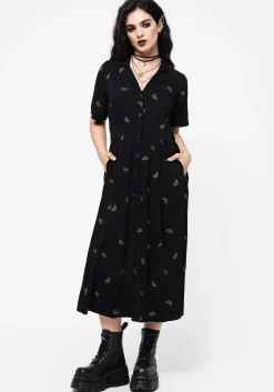 Osmunda Fern Embroidered Midi Shirt Dress