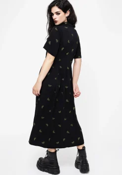 Osmunda Fern Embroidered Midi Shirt Dress