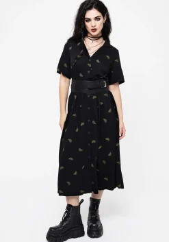 Osmunda Fern Embroidered Midi Shirt Dress