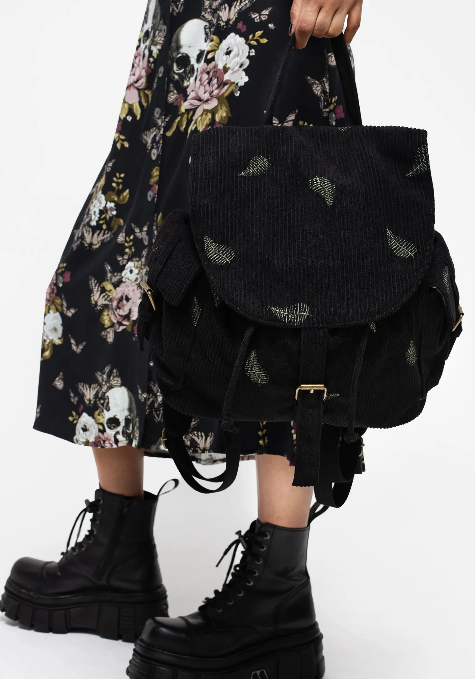 Osmunda Fern Embroidered Satchel Backpack