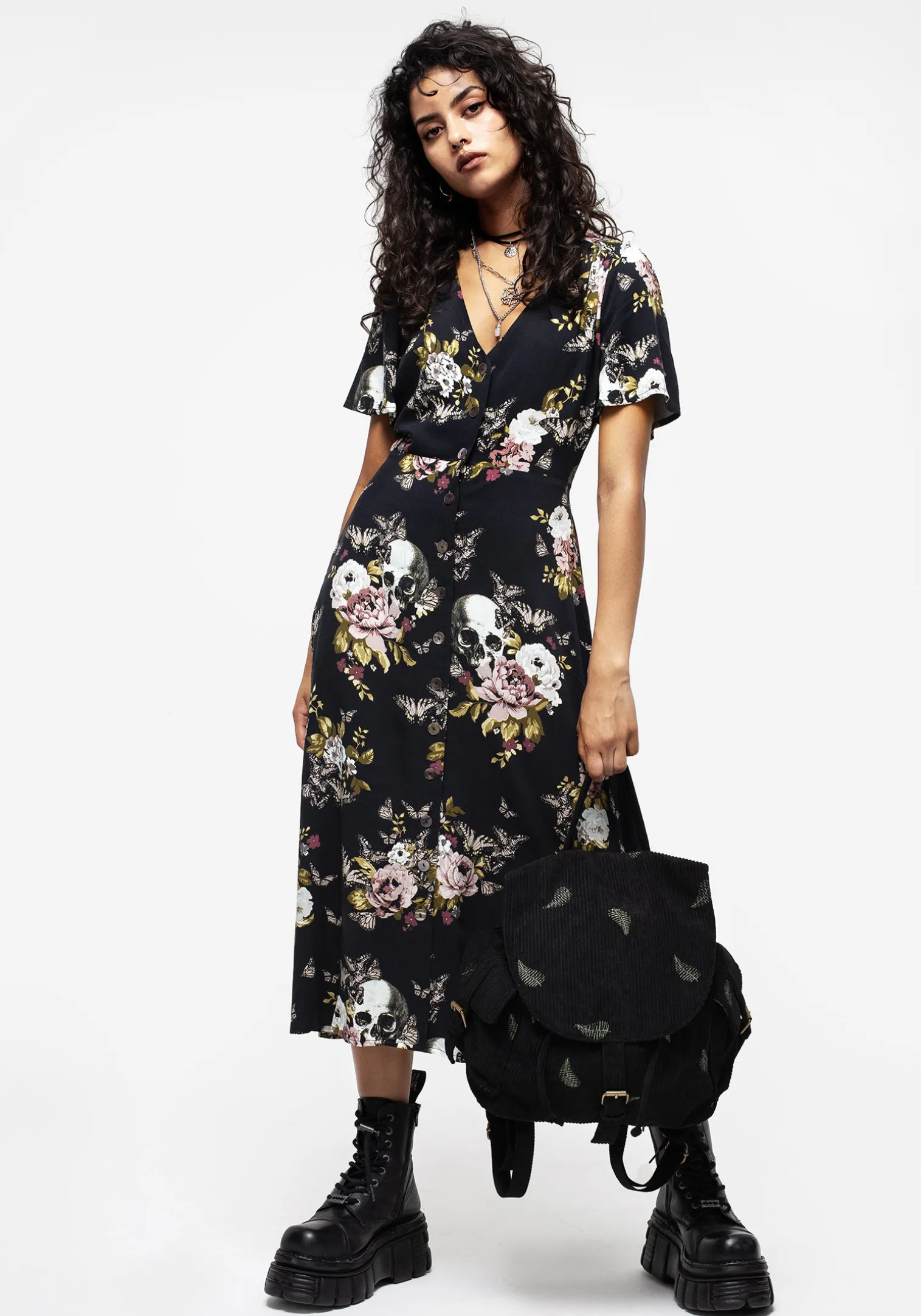 Osmunda Fern Embroidered Satchel Backpack
