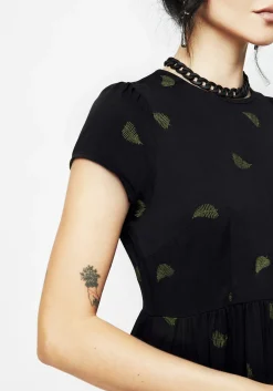 Osmunda Fern Embroidered Mini Skater Dress
