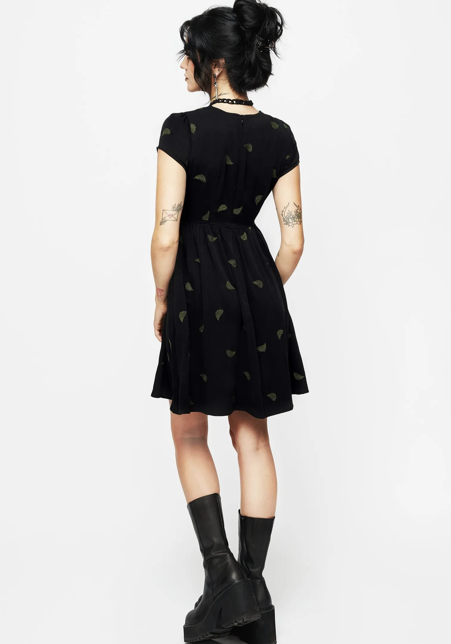 Osmunda Fern Embroidered Mini Skater Dress