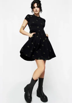 Osmunda Fern Embroidered Mini Skater Dress