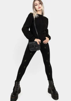 Osmunda Fern Embroidered Denim Skinny Jeans