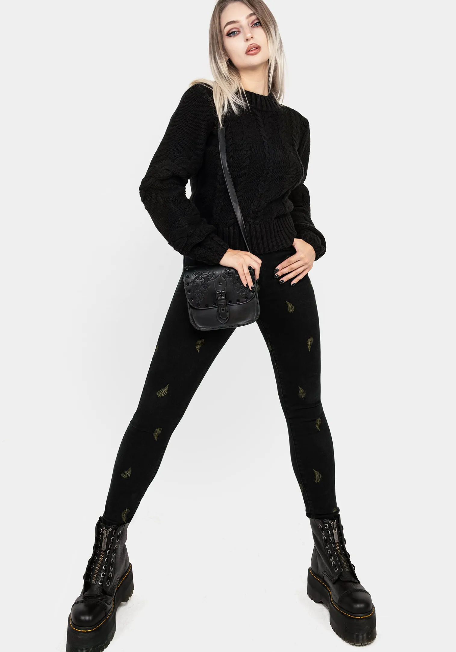 Osmunda Fern Embroidered Denim Skinny Jeans