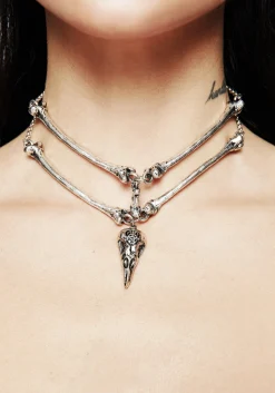 Osteomancy Raven Skull Choker Necklace