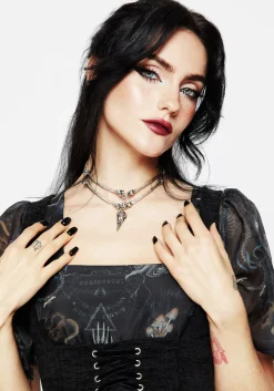 Osteomancy Raven Skull Choker Necklace