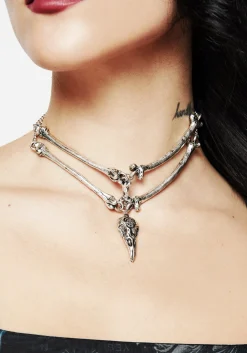 Osteomancy Raven Skull Choker Necklace