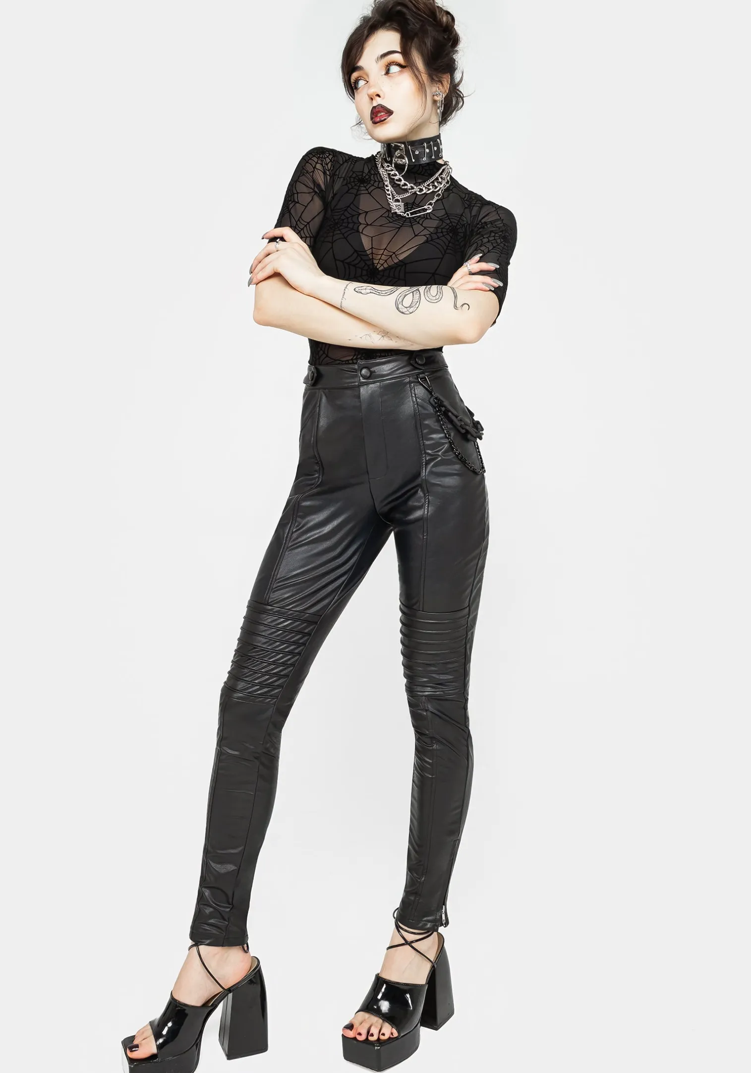 Outlaw PU Biker Chain Leggings