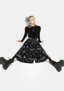Parasite Bugs Button Front Midi Skirt - Black