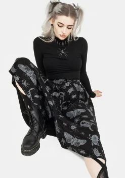 Parasite Bugs Button Front Midi Skirt - Black