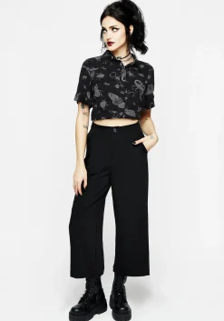 Parasite Bugs Short Sleeve Crop Shirt - Black