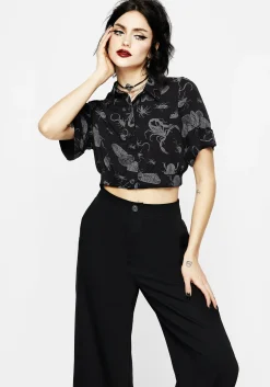 Parasite Bugs Short Sleeve Crop Shirt - Black