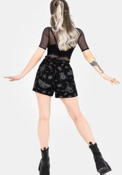 Parasite Bugs Tie Waist Paperbag Shorts - Black