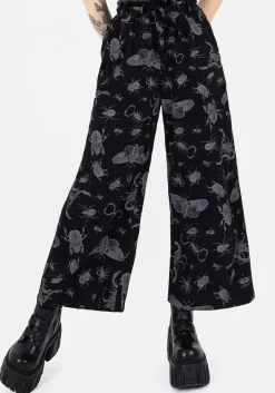 Parasite Bugs Wide Leg Paperbag Culotte Trousers - Black