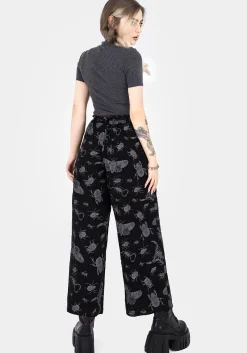 Parasite Bugs Wide Leg Paperbag Culotte Trousers - Black