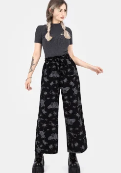 Parasite Bugs Wide Leg Paperbag Culotte Trousers - Black