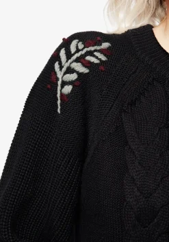 Patrice Embroidered Cable Knit Sweater