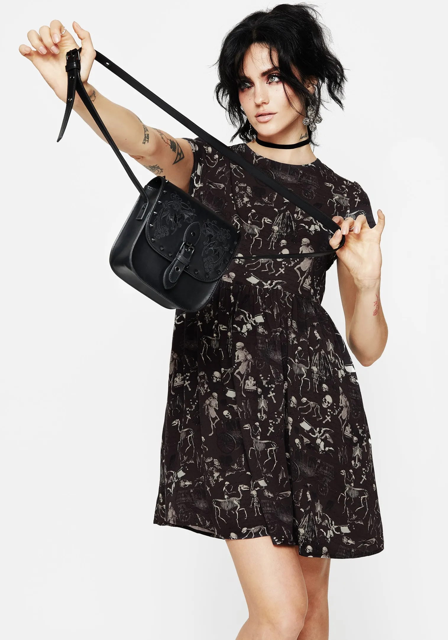 Penumbra Embroidered Mini Satchel Bag