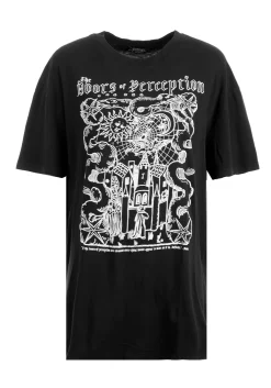 Perception Black Garment Washed Oversized Tee Dress