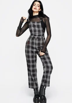 Persimmon Embroidered Check Dungarees
