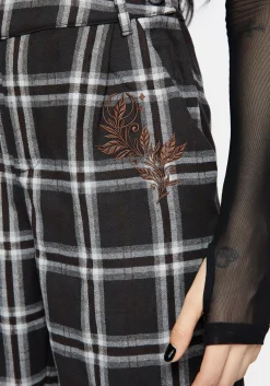 Persimmon Embroidered Check Dungarees