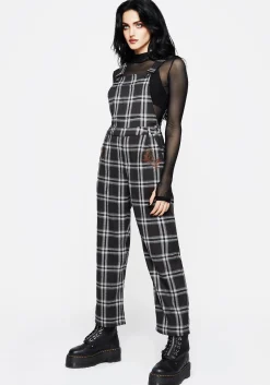 Persimmon Embroidered Check Dungarees