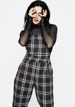 Persimmon Embroidered Check Dungarees
