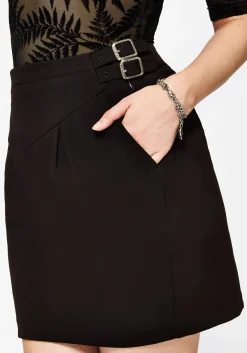 Phoebe Buckle Detail Mini Skirt