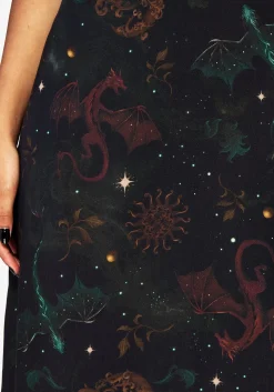 Phoenix Dragon Printed Cami Midi Dress