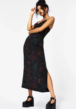 Phoenix Dragon Printed Cami Midi Dress