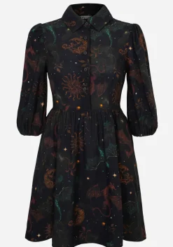 Phoenix Dragon Printed Mini Shirt Dress