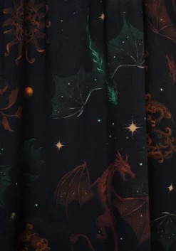 Phoenix Dragon Printed Mini Shirt Dress