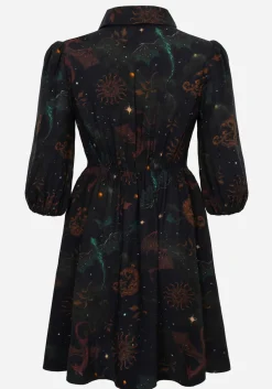 Phoenix Dragon Printed Mini Shirt Dress