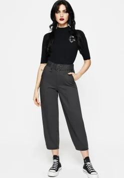 Pinhead Embroidered Belted Balloon Leg Trousers