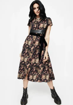 Pixie Floral Print Midi Shirt Dress