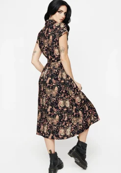 Pixie Floral Print Midi Shirt Dress